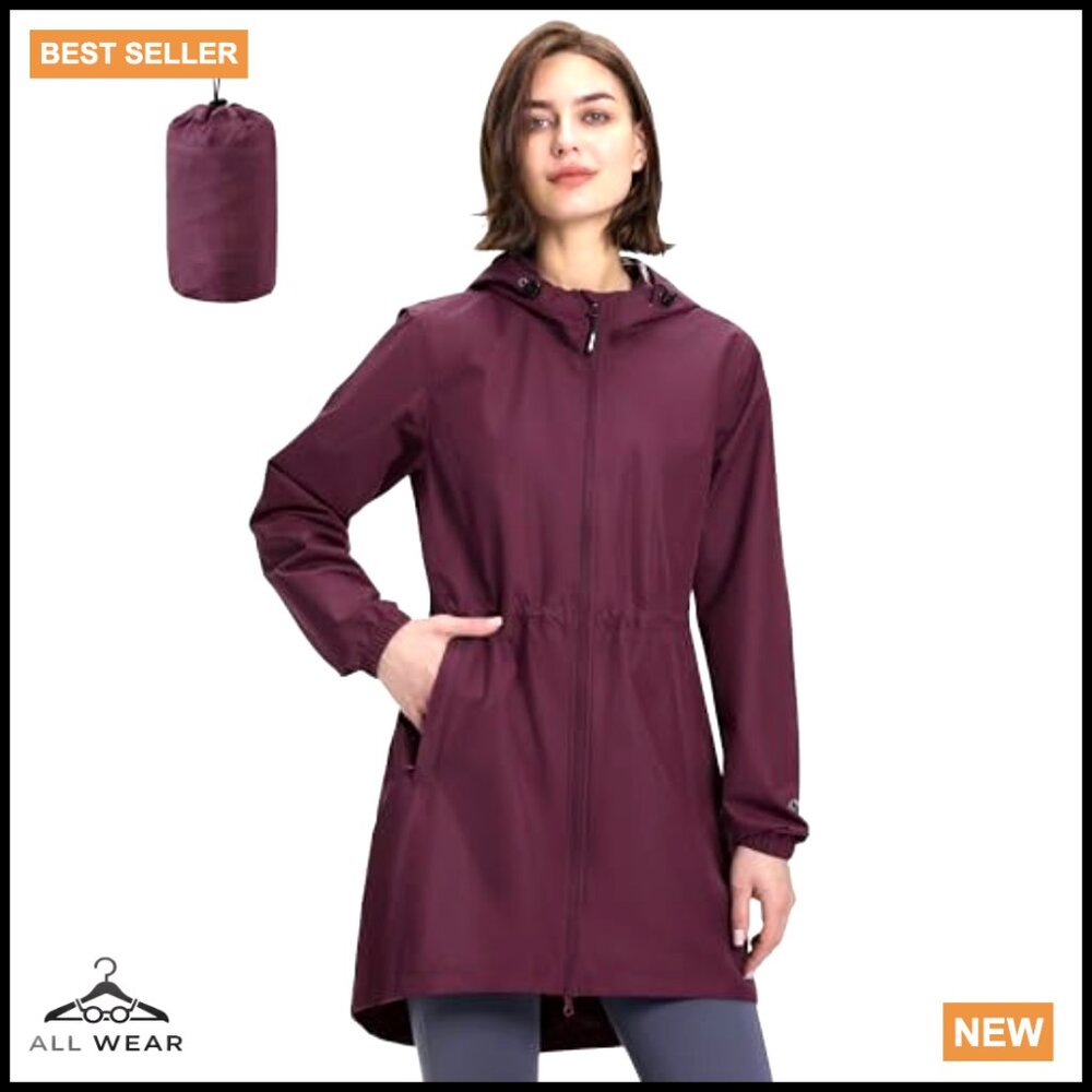 Waterproof Packable Lightweight Rain Jacket Trenc… - image 2
